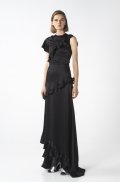 SATIN RUFFLED MAXI DRESS